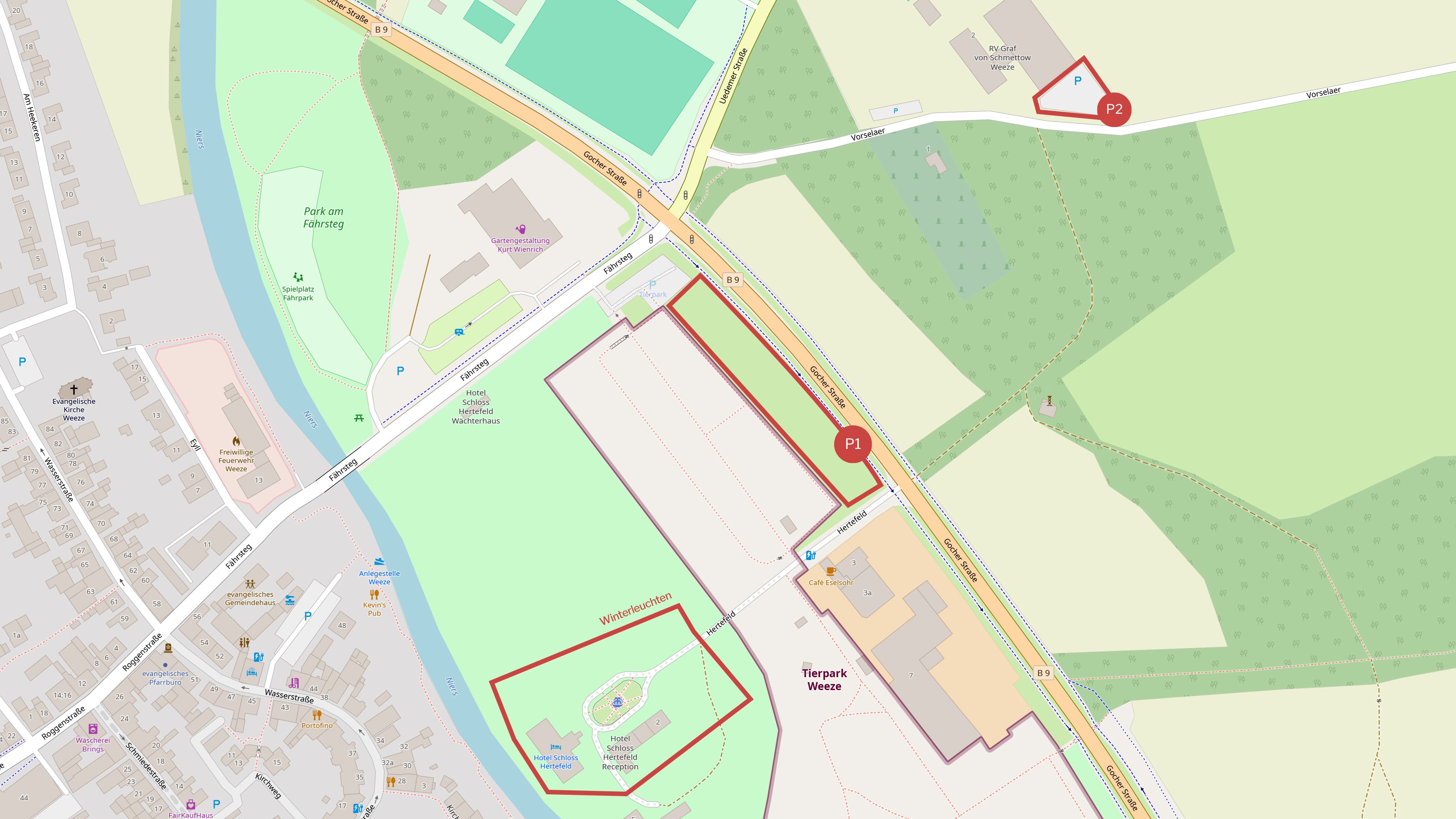 Lageplan Winterleuchten mit Parkflächen